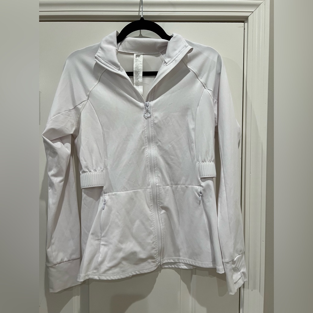 Fabletics White Full Zip Jacket Medium